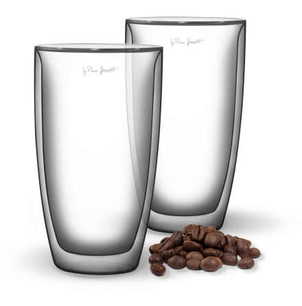 LAMART Latte Glas 2 Pack, 380 ml, Dubbelvgg borosilikat Glas
