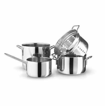 Eva Trio Rostfritt Grytset, 1,8-3,6-4,8 L+Pastainsats